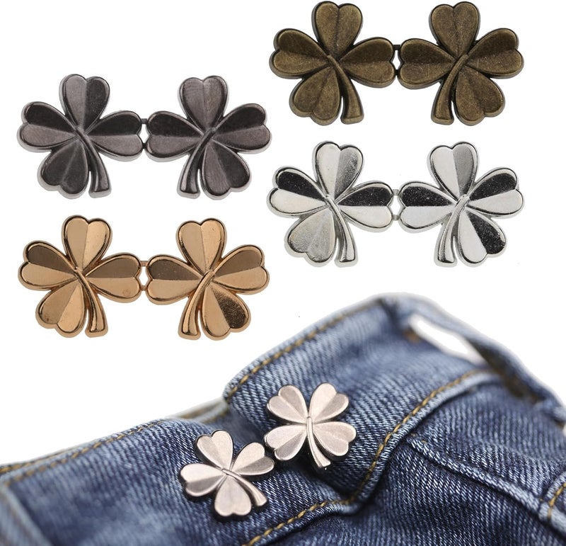 MASONEE Pant Waist Tightener Adjustable Button Pin for Pants - No Sew Detachable Clips to Make Jeans Smaller - 4 Sets Instant Tightener for Loose Pants - Image 1